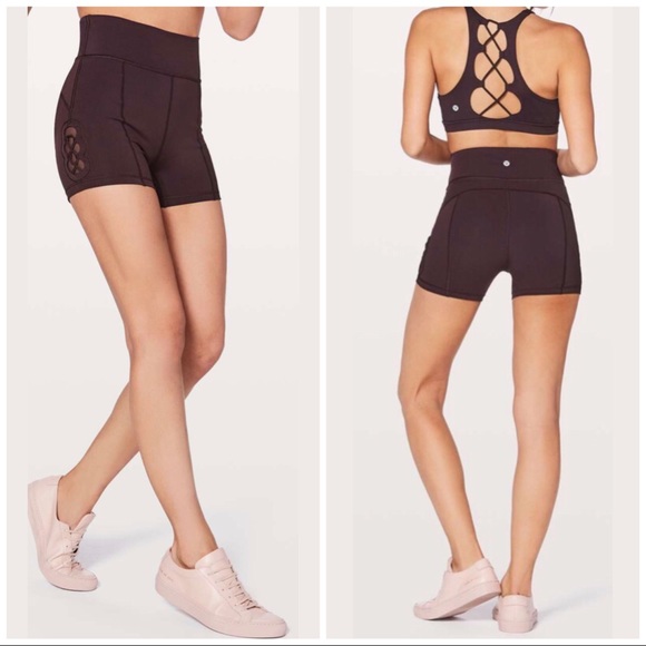 lululemon athletica Pants - Lululemon NWT Tied To It HR Short Black Cherry, 6